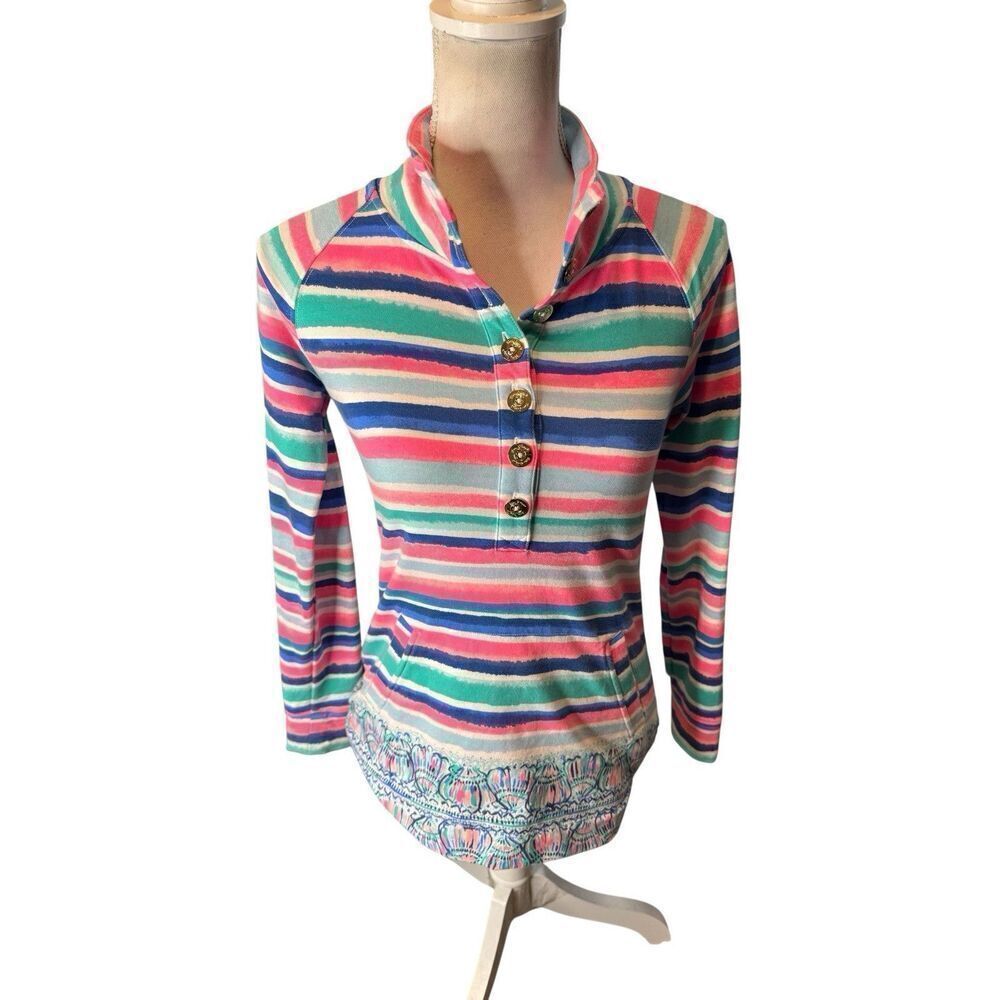 Lilly Pulitzer Popover Jacket Sandy Shell Stripe Size XXS Excellent RARE HTF